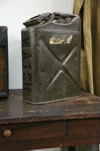 Vintage US Military Jerry Can water container fuel can Army jeep Korean War 2