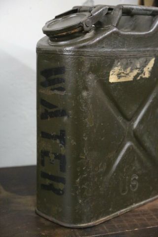 Vintage US Military Jerry Can water container fuel can Army jeep Korean War 3