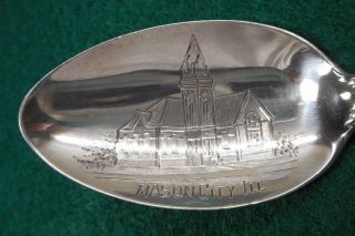 Sterling Souvenir Spoon Mason City,  Il Church,  1900