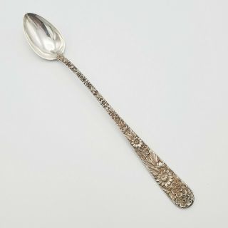 S.  Kirk & Son Co Repousse Sterling 7 ½” Cold Beverage Spoon No Monogram