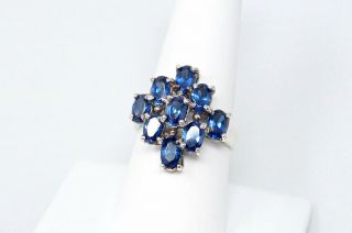 Stunning Vintage Art Deco Style Blue Sapphire Sterling Silver Ring - Size 8 - 2