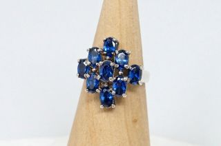 Stunning Vintage Art Deco Style Blue Sapphire Sterling Silver Ring - Size 8 - 3