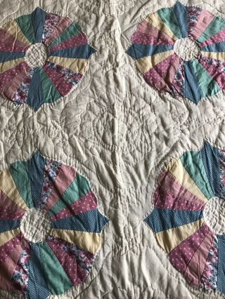 Pastel Circles Quilt King Size Bedspread – 97.  5 " X 87 " Vintage