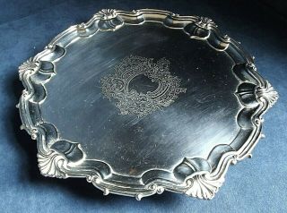 Large 13 " Silver Plated Georgian Style Salver Tray C1900