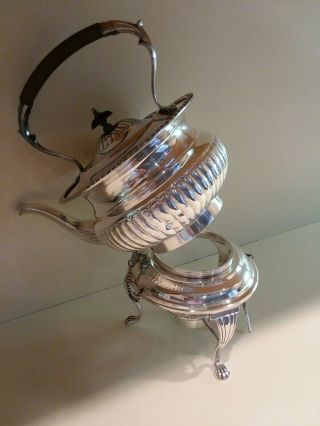 Antique Silver Plate Tilting Tea Kettle W/stand & Warmer