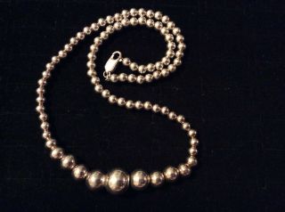 Vintage Sterling Silver Sleek Ball Bead Chain Necklace 18” Made In Italy 29g