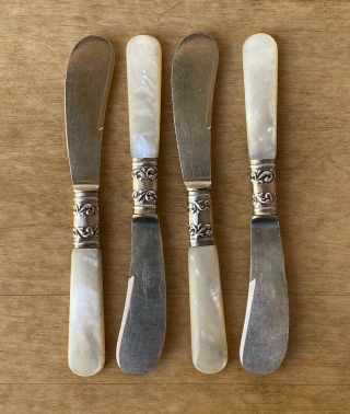 American Cutlery Co Sterling & Mother Of Pearl Handle Knives 5 1/2  Mop 4pc