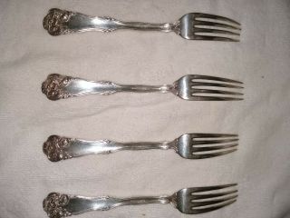 Wm Rogers 1904 International Silver Plate Flatware set of 4 salad/desert forks. 2