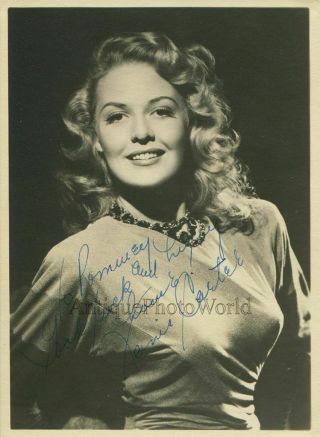 Actress Janis Carter Hand Signed Autographed Antique Photo