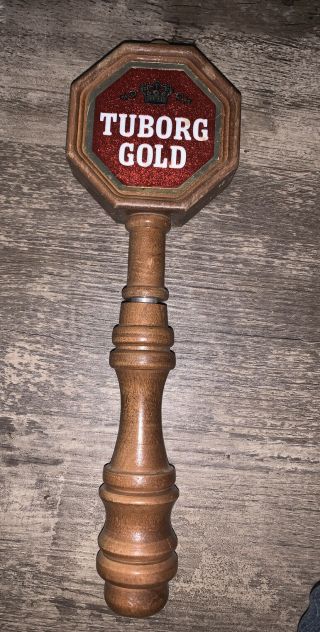 Vintage Wood Collectible Beer Tap Handle - Pull Tuborg Gold 12 "