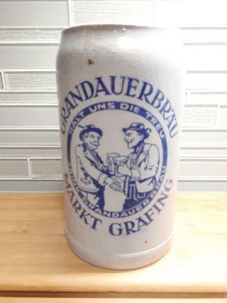 Vintage 1 Liter Beer Mug From The Grandauerbrau Brewery In Grafing Germany