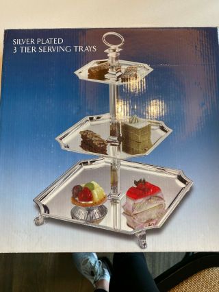 Godinger 3 Tier Silver Plated Serving Tray