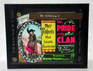 Rare 1917 Mary Pickford " The Pride Of The Clan " Magic Lantern Slide