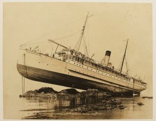 Dramatic Albumen Photo " Princess May Wrecked Off Sentinel Island,  Ak Aug.  5,  1910 "