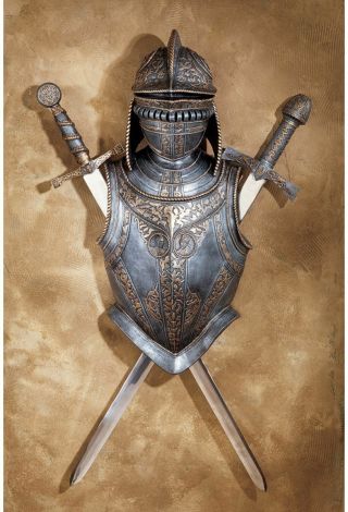 16th Century Italian Battle Armor Medieval Helmet Breast Plate & Crossed Swords
