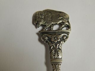 Antique Sterling Silver Figural Souvenir Spoon With Buffalo