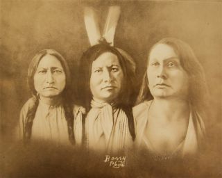 C1890 Native American Sioux Chiefs Sitting Bull / Gall & Rain - In - The - Face Photo