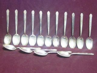 15 Silverplate King Edward National Silver Co.  Moss Rose Teaspoons 6 " Nm