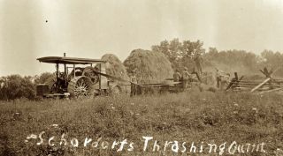 1915 Era Photo Negative Heavy Farm Machinery Schordorfs Traction Tractor Machine