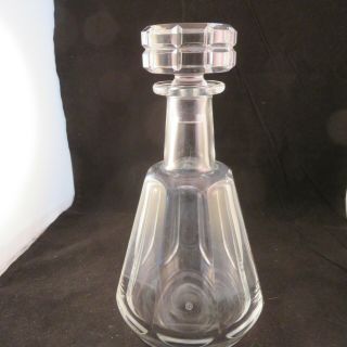 Vtg Baccarat Decanter Heavy Cut Glass Crystal W/top 8 " Cut Panels Signed