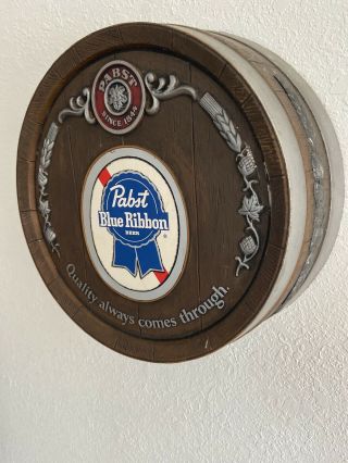 16 " Vintage Pabst Blue Ribbon Keg Barrel End Style Beer/bar Sign