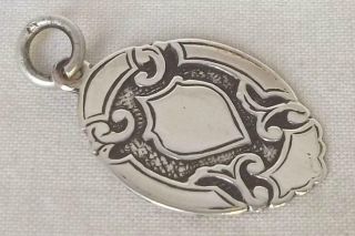 A Solid Sterling Silver Pocket Watch Chain Fob Medal Birmingham 1954.