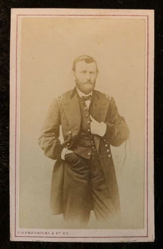 Antique Cdv Photo Card Civil War Officer General U.  S.  Grant 25