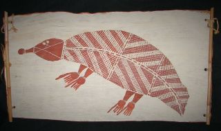 Vintage Australian Aboriginal Bark Painting By Billinjara Nabegeyo