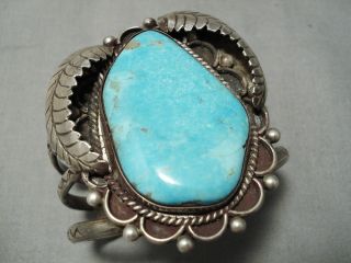 Museum Quality Vintage Navajo Large Turquoise Sterling Silver Bracelet Cuff