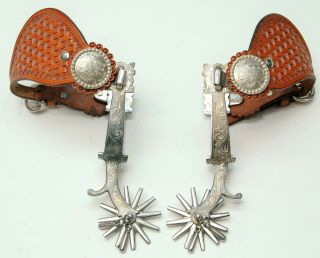 E.  Garcia Spurs Horse - Vintage Silver Inlay With Handmade Straps 100 Charity