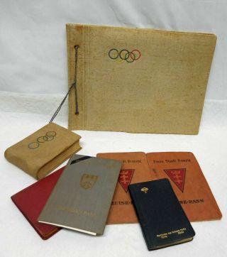 1936 German Summer Olympic Photo Scrap Book W/ 1928 & 1937 Poland Passport
