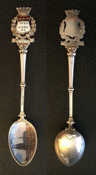 Attractive Antique Solid Silver Spoon With Enamel " Cologne,  Germany "