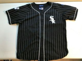 Vtg 90s Chicago White Sox Starter Pinstripe Button Down Jersey Shirt Korea Xl