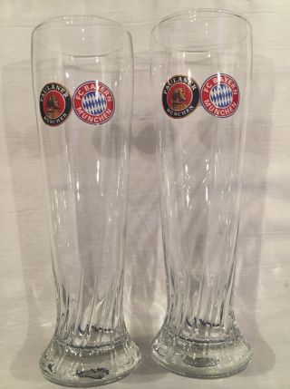 Paulaner Beer Glasses (2) Swirl.  5l Germany Fc Bayern Futbol Club Soccer