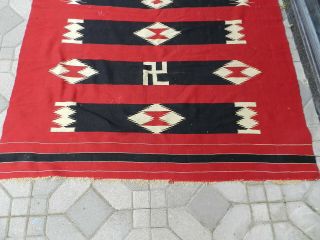 Antique Red Native American Blanket With Whirling Logs,  55 
