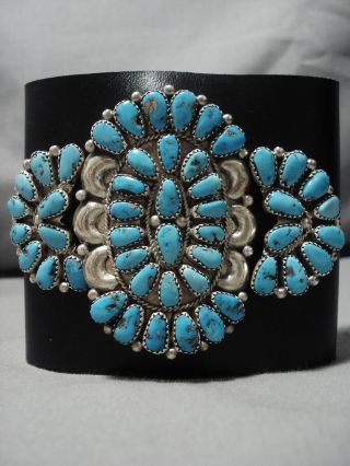 Vintage Navajo Turquoise Sterling Silver Native American Ketoh Bracelet