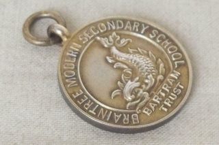 A Fine Solid Sterling Silver Pocket Watch Chain Fob Medal Birmingham 1953.