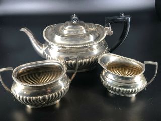 Antique Vintage Silver Plated Trio Tea Set Pot Sugar Bowl Milk Jug Epns Hallmark
