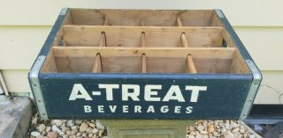 Vintage A - Treat Soda Crate - Wooden Case 12 Bottles Allentown Pa