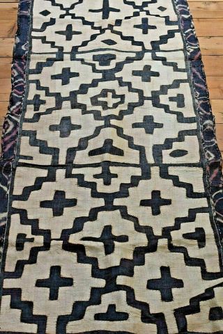 Long Kuba Cloth African Art Traditional Raffia Textile Plant Fiber Fabric,  Congo