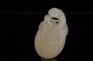 Asian Chinese Jade Carving of a statue / Figure of a Monkey on a Pumpkin 2