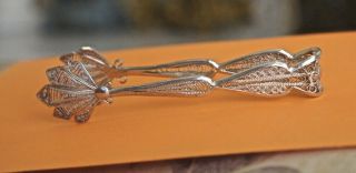 Small Antique Filigree Sterling Silver Sugar Tongs - Hand Made -