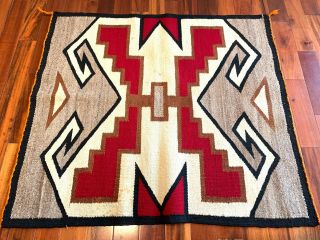 Vtg Navajo Rug Jb Moore Crystal Native American Weaving Saddle Blanket 37x34