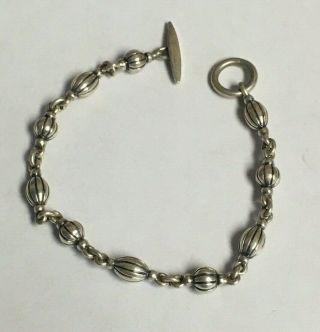 Vintage Bfo Denmark Heavy Sterling Silver Bracelet W/ Toggle Clasp 7 3/4 Inches