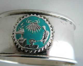 Masonic Sterling Silver & Enamel Napkin Ring B’ham 1927