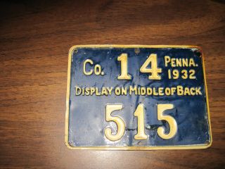Vintage Pennsylvania 1932 Hunting License Centre County Low Number