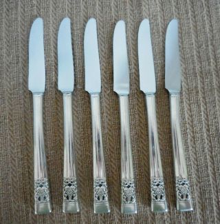 6 Vintage Oneida Community Coronation Dinner Knives Silver Plate Silverware