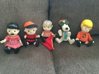 Vintage Peanuts Pocket Dolls,  Complete Set Of Five From The 1960 