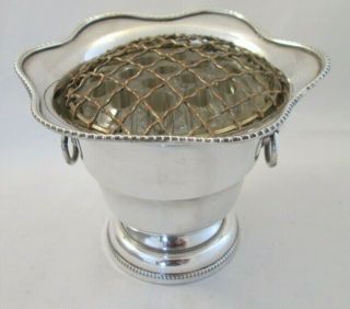 Small Vintage Silver Plated Rose Bowl With Lion Handles