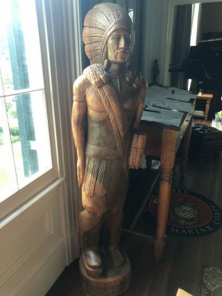 Carved Wooden Cigar Store Indian 6 Ft.  Tall Statue Fine Details